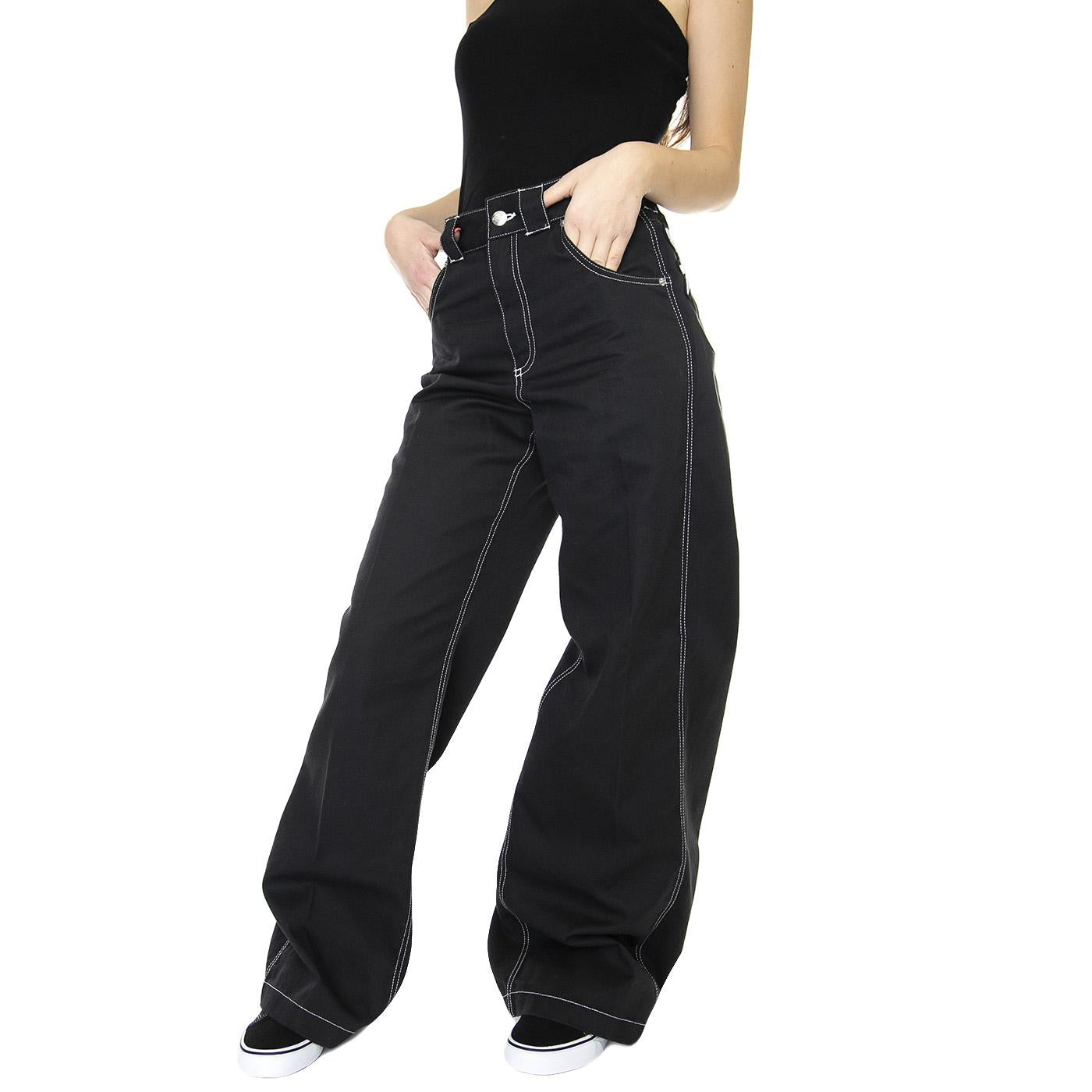 LEO X DICKIES Pant Black - Pantaloni Donna Neri DK0A4XXPBLK1  DICKIES 