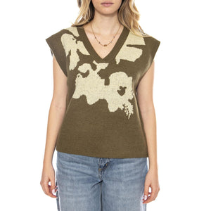 MD M Knitted Vests 119 Dark Khaki - Gilet Donna Verde Scuro 3.46.210.17 . MD'M 