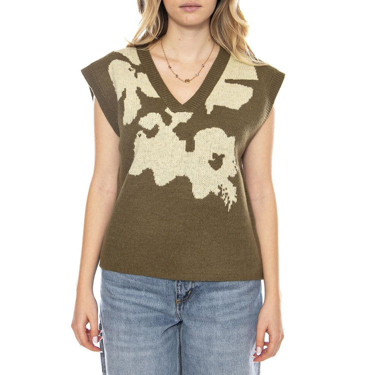 MD M Knitted Vests 119 Dark Khaki - Gilet Donna Verde Scuro 3.46.210.17 . MD'M 