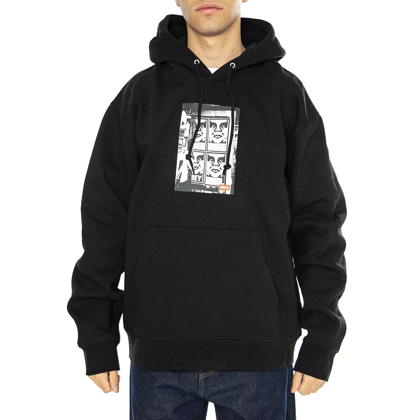 Obey Icon Photo Premium Hooded Fleece Black - Felpa Uomo Nera 112843622-BLK  OBEY 