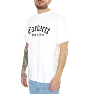 S/S Onyx T-Shirt White / Black - Maglietta Girocollo Uomo Bianca I032875.00AXX  CARHARTT WIP 