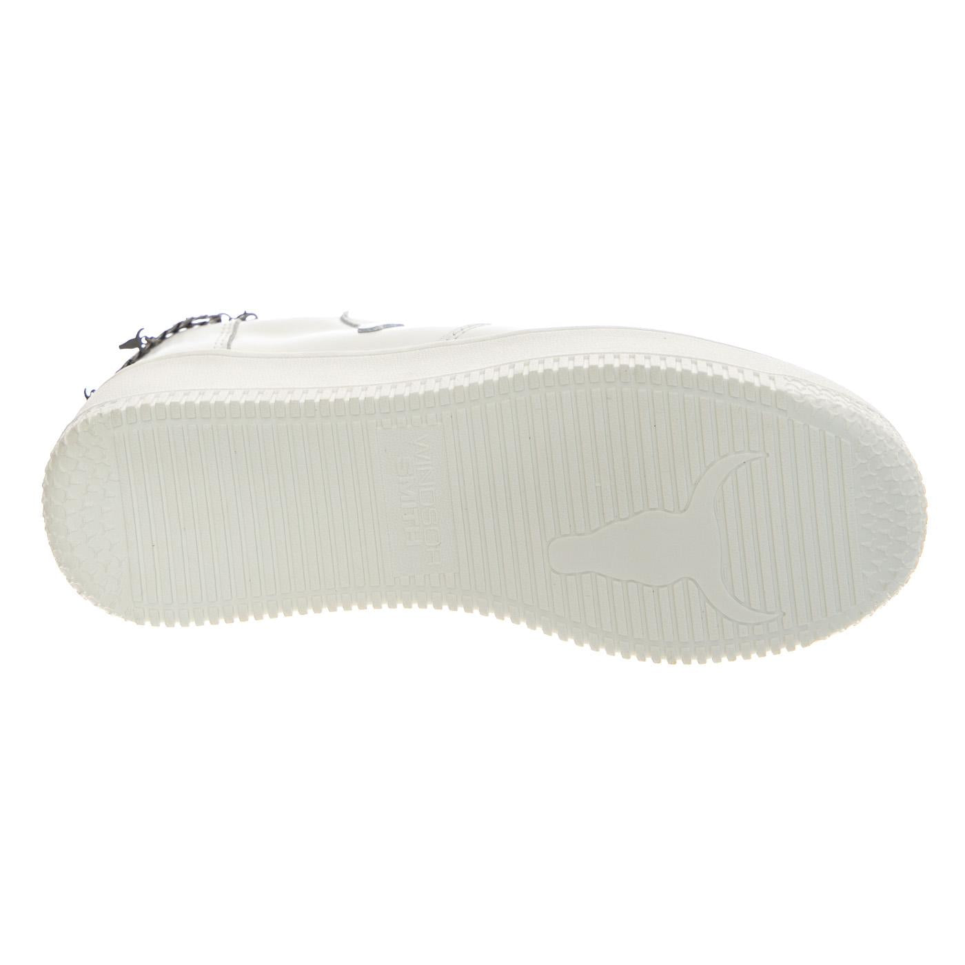 REMEMBER WHITE BRAVE / ANTIQUE SILVER CHAIN - Scarpe Stringate Donna Bianche WSPREMEMBER-WHTASIL . WINDSOR SMITH 