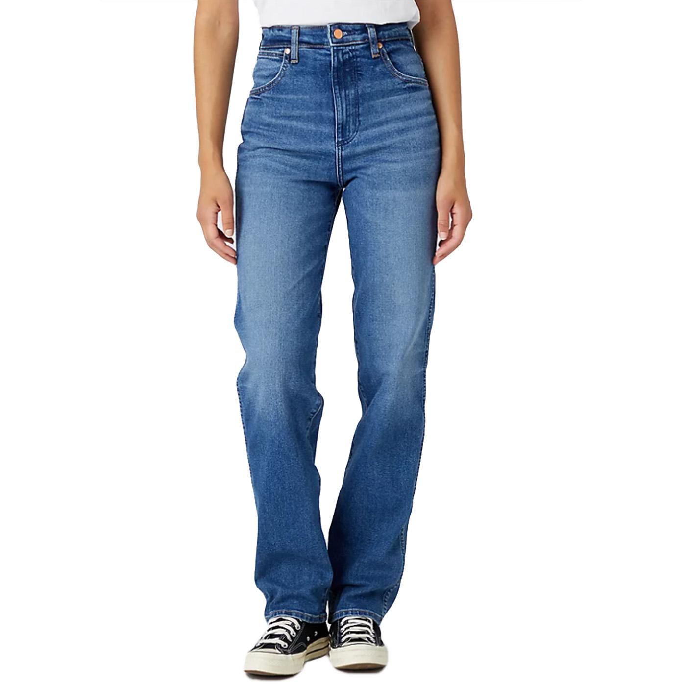 Mom Straight Smoke Sea Denim Pants - Pantaloni Denim Jeans Donna Blu W27MYLZ71  WRANGLER 