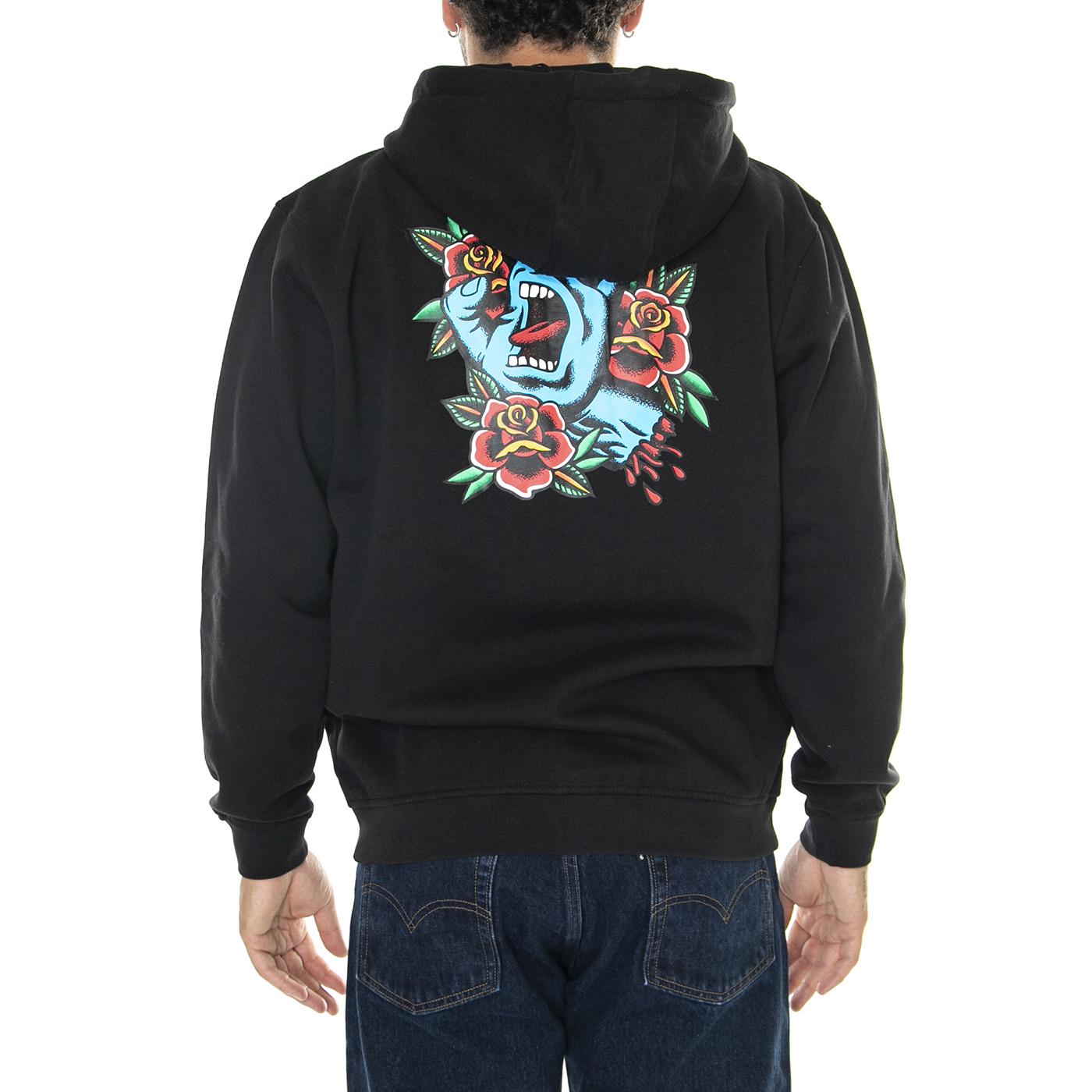 M' Screaming Flash Zip Hood Black - Felpa con Cappuccio Uomo Nera Screaming Flash Zip Hood Black  SANTA CRUZ 