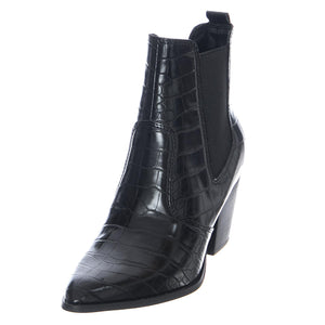 Patricia Croco Boots - Black - Stivaletti alla Caviglia Donna Neri SMSPATRICIA-BLKCRO  STEVE MADDEN 