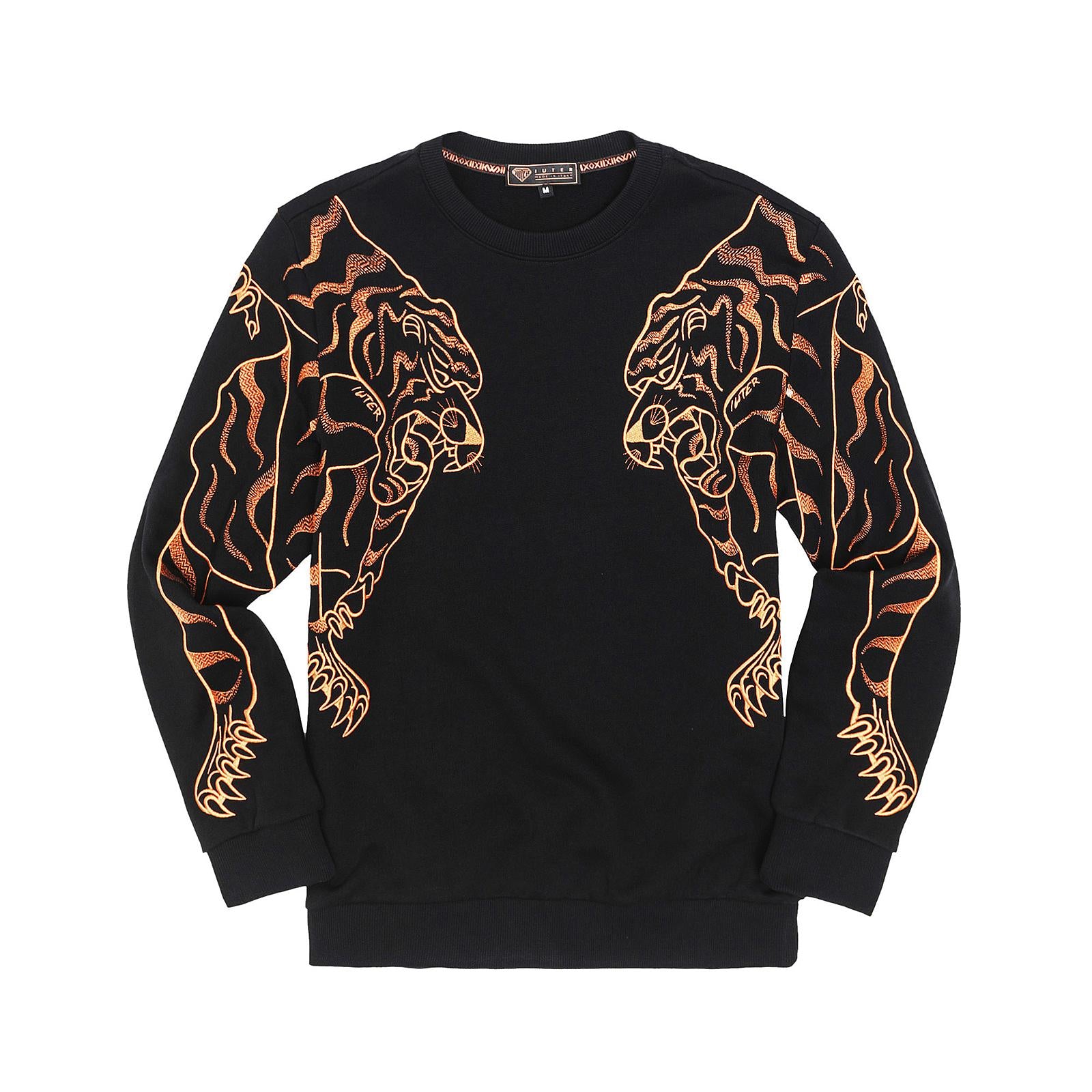 DOUBLE NEPAL CREW Embroidered Crewneck Sweatshirt Black 18SISC69-BLACK  IUTER 