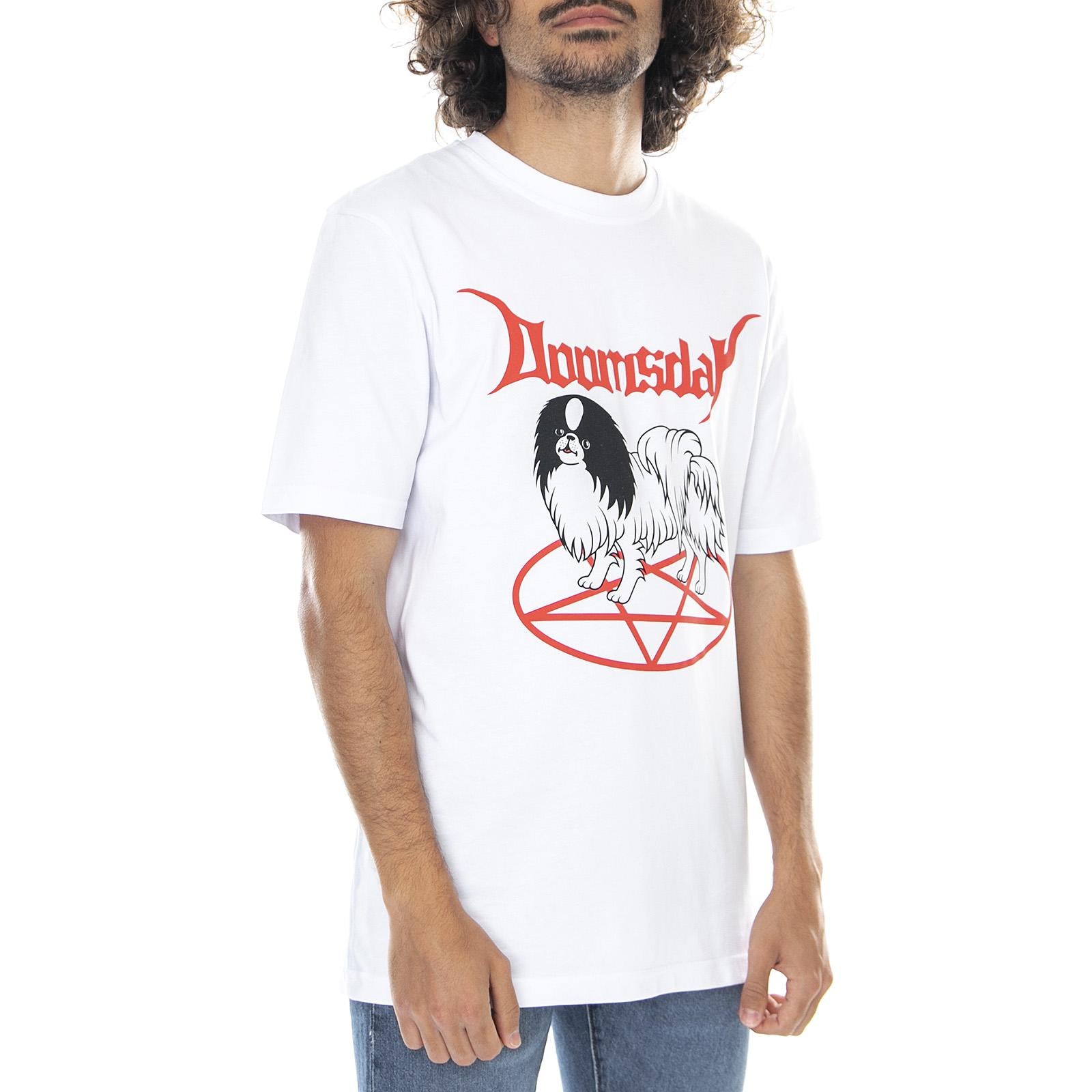 Mens Cult Of Doggo T-Shirt - White - Maglietta Girocollo Uomo Bianca 0256WHT . DOOMSDAY 