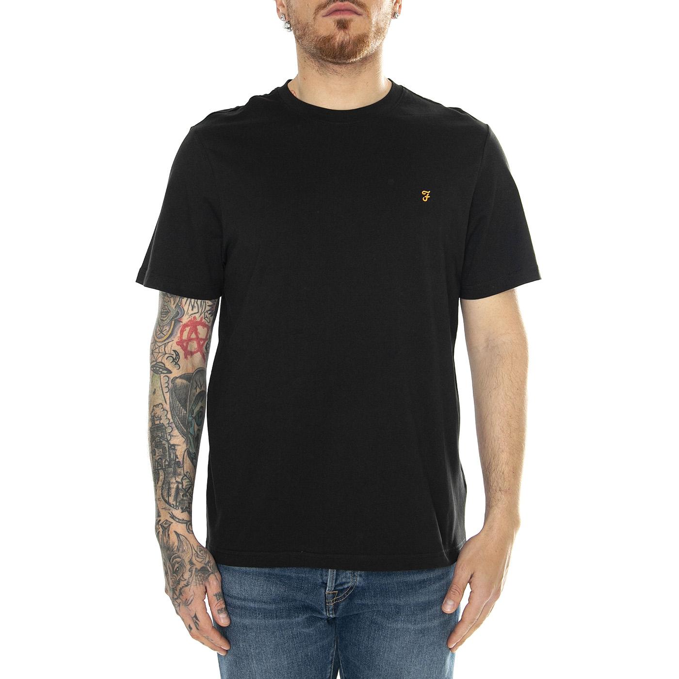 Danny Reg SS Tee Black - Maglietta Girocollo Uomo Nera F4KFD040010  FARAH 