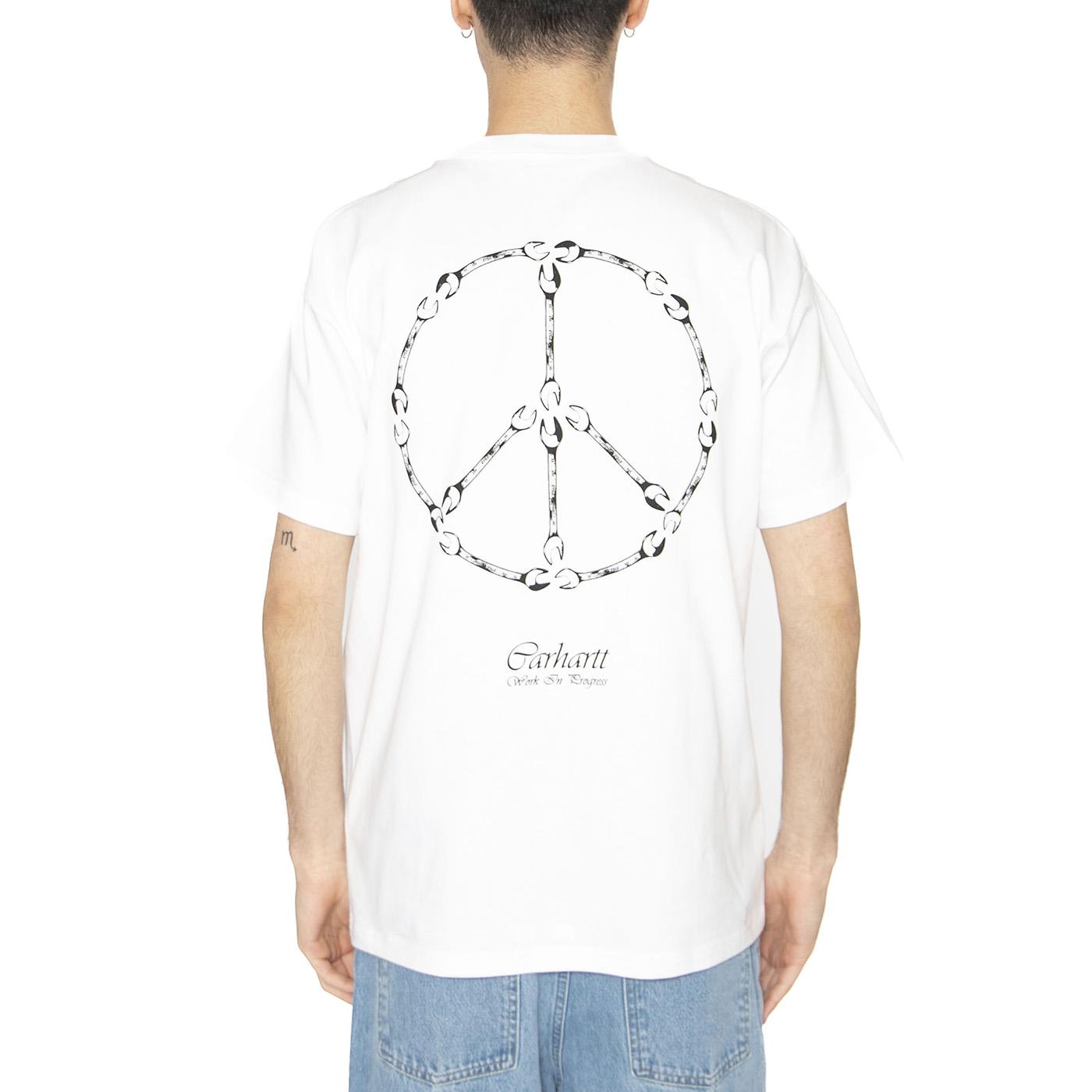 S/S Peace And Work T-Shirt White / Black - Maglietta Girocollo Uomo Bianca I034763.00AXX  CARHARTT WIP 
