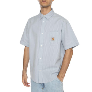 S/S Toland Shirt Toland Stripe, Blue Fog - Camicia Maniche Corte Uomo Blu I035151.31SXX  CARHARTT WIP 