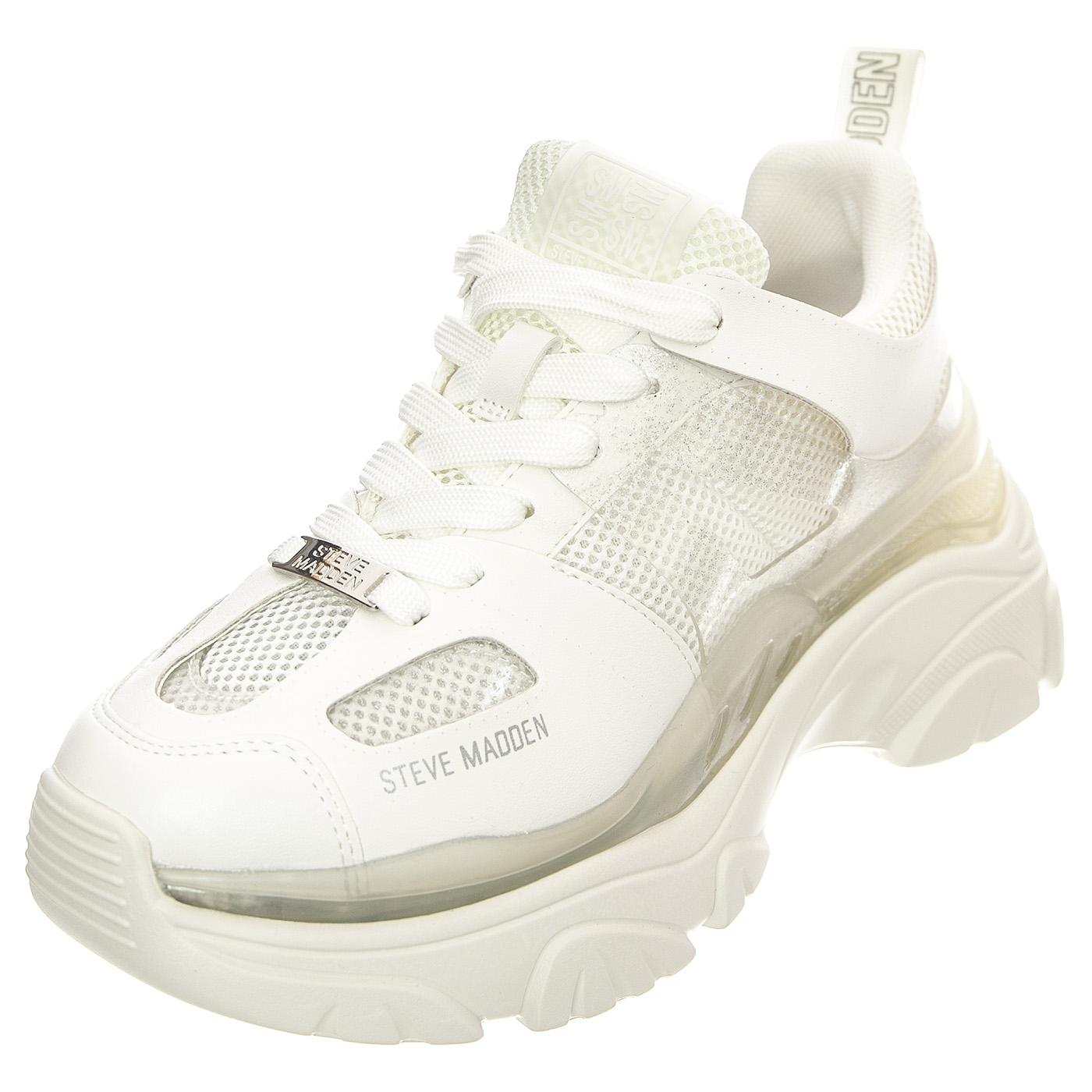 Vitalize White / Sil - Scarpe Stringate Profilo Basso Donna Bianche SMPVITALIZE-WHI  STEVE MADDEN 