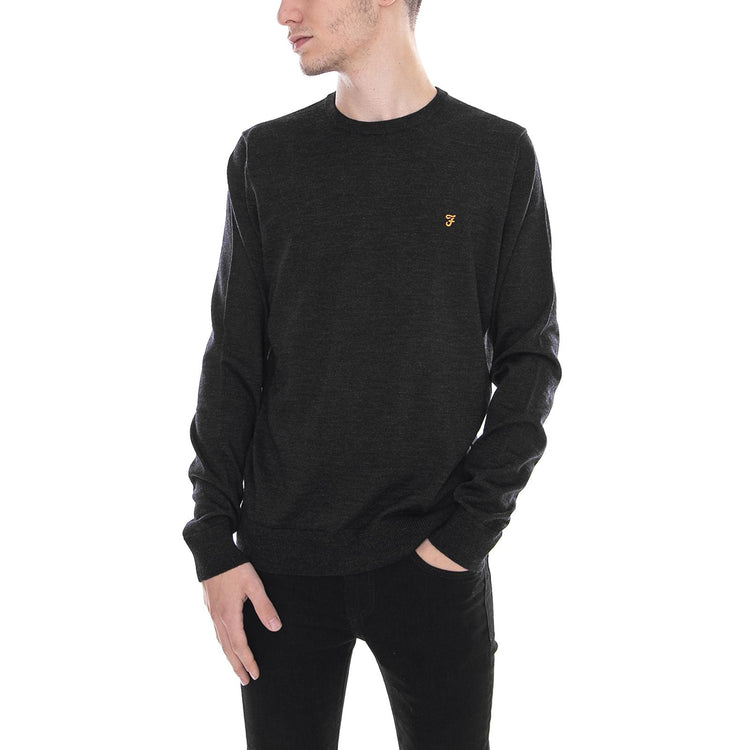 Mullen Crewneck Sweater - Dark Asphalt Grey - Maglione Girocollo Uomo Grigio F4GF4081-DASPH  FARAH 