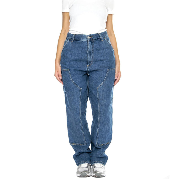 W' Brandon Double Knee Pant Blue stone washed - Pantaloni Denim Jeans Donna Blu I034229.0106  CARHARTT WIP 