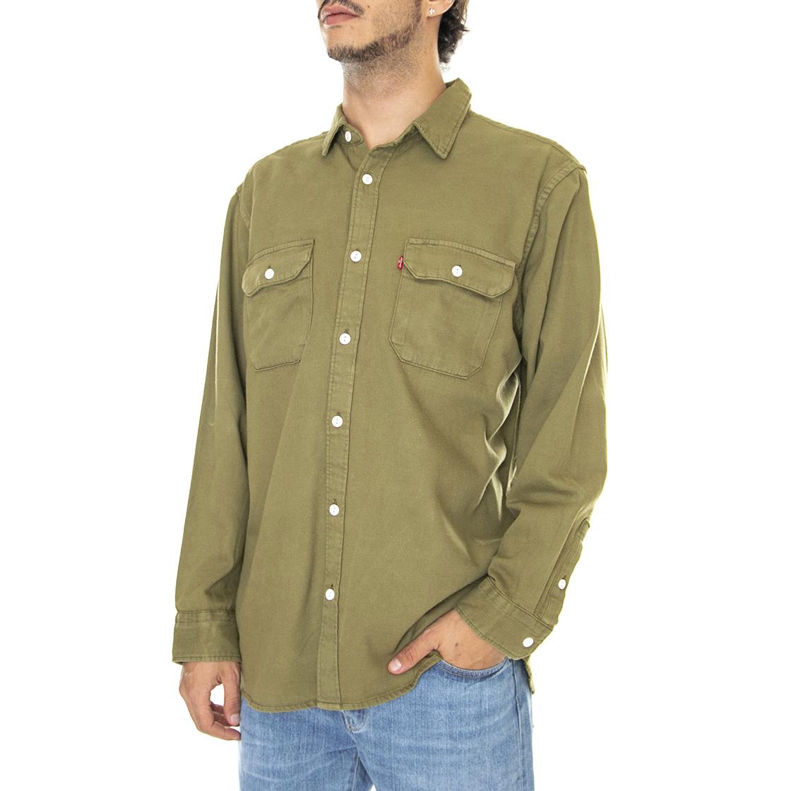 Jackson Worker Z1707 Green Garment Dye - Camicia Uomo Verde 19573-0163  LEVIS 