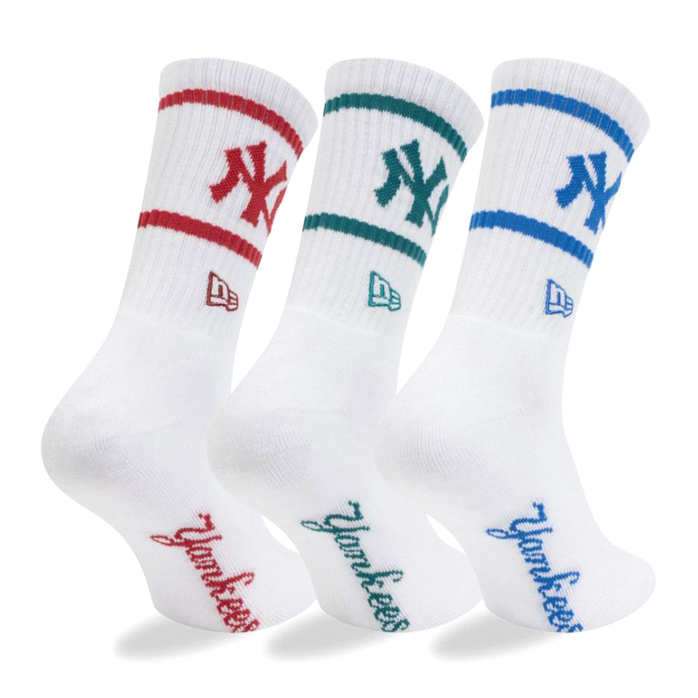 MLB CREW SOCKS 3PK NEW YORK YANKEES - Set da 3 paia di calzini bianchi 60771259 WHIPNRPNG NEW ERA 