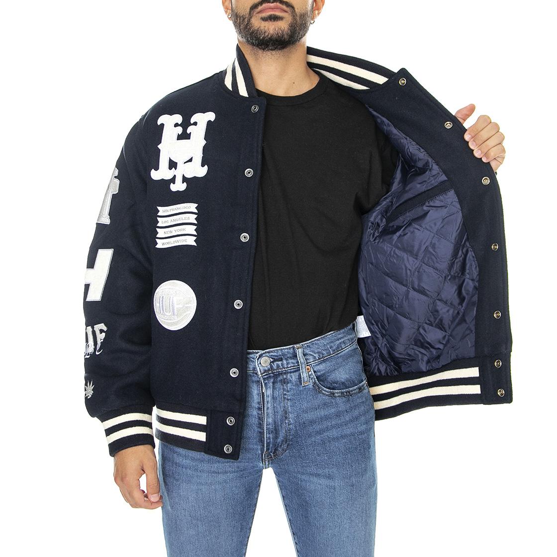 20 Year Classic H Varsity Jacket Navy - Giacca Invernale Uomo Blu JK00368-NAVY  HUF 