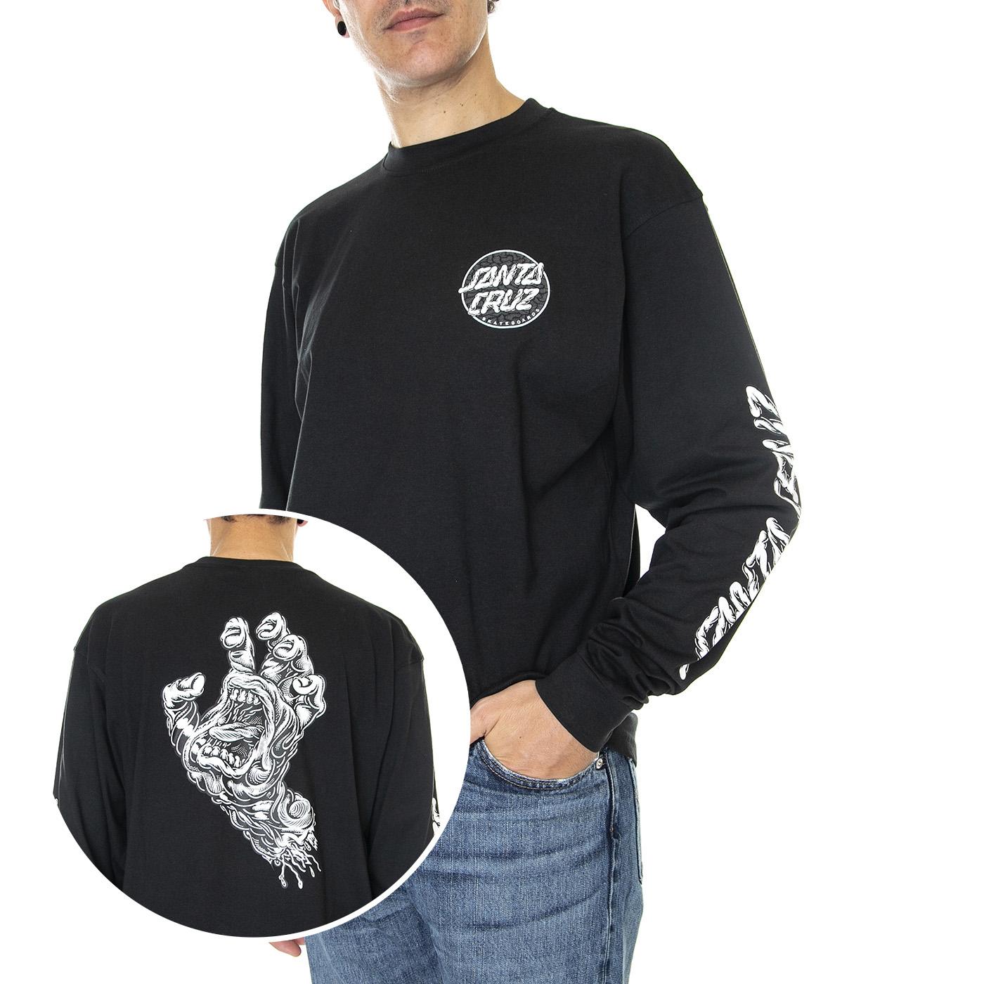 Alive Hand L/S T-Shirt Black - Maglietta Girocollo Maniche Lunghe Uomo Nera SCA-LTE-1461  SANTA CRUZ 