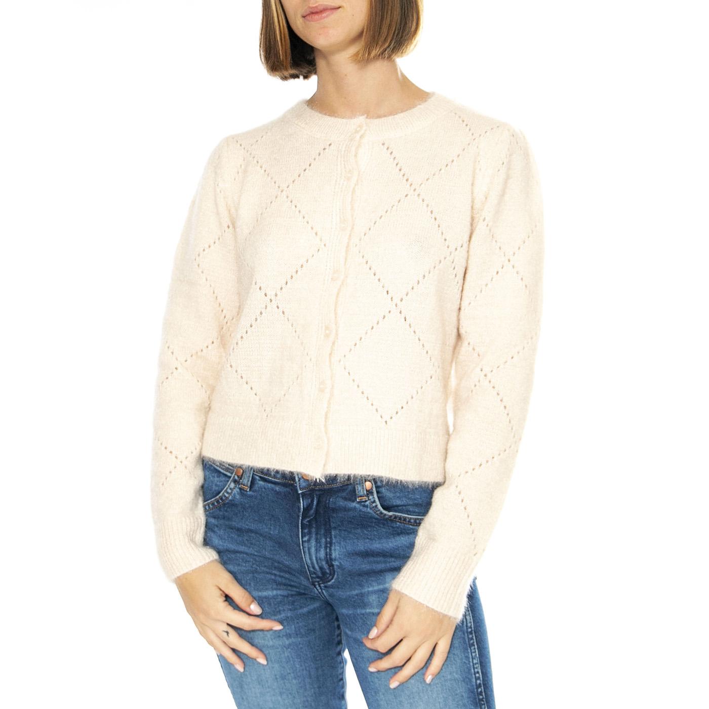 Cárdigan Punto Suave Bianco - Cardigan Donna Bianco 43W/10719  WILD PONY 