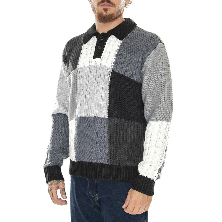 M' Oliver Patchwork Sweater Black / Multi - Maglione Uomo Nero / Multicolore 151000074-BKM  OBEY 