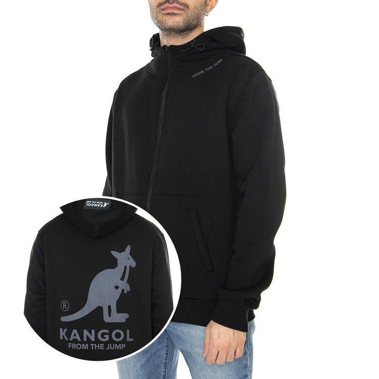 Essential Black - Felpa con Cappuccio e Zip Uomo Nera KAF22UHDZ103-99  KANGOL 