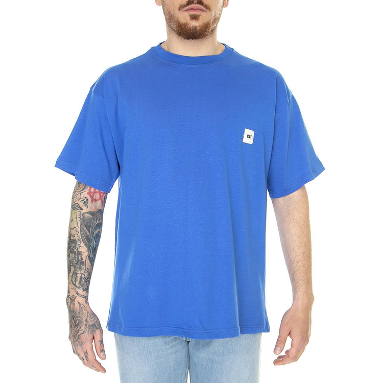 Oversized Cat Label T-Shirt Strong Blue - Maglietta Girocollo Uomo Blu 6010078-18-4051  CAT 