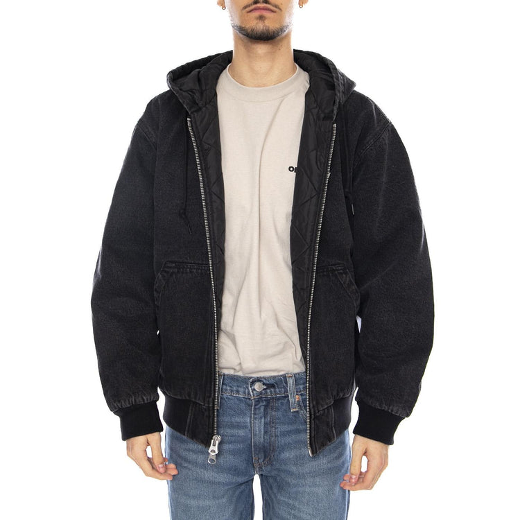 Wiltern Zip Up Hood Jacket -- Felpa con Cappuccio Uomo Nera 121800573 FBL OBEY 