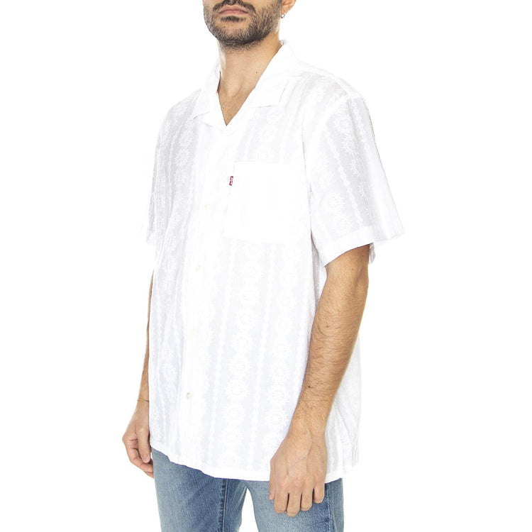 The Sunset Camp Shirt Walter Embroidery Neutral - Camicia Maniche Corte Uomo Bianca 72625-0074  LEVIS 