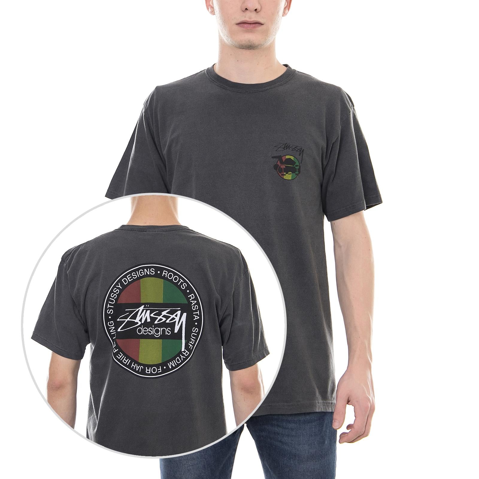 RASTA SK8 PIG. DYED TEE BLACK 1904239-BLAC . STUSSY 