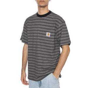 S/S Gellar Pocket T-Shirt Gellar Stripe, Black - Maglietta Girocollo Uomo Nera I035141.30HXX  CARHARTT WIP 