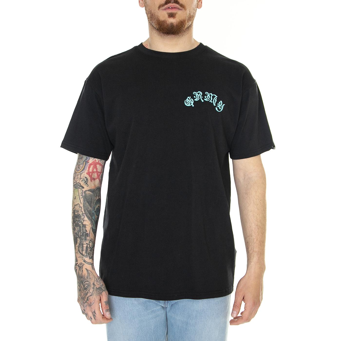 The Light Me Up Fire Route Re Black - Maglietta Girocollo Uomo Nera GA661-BLK  GRIMEY 
