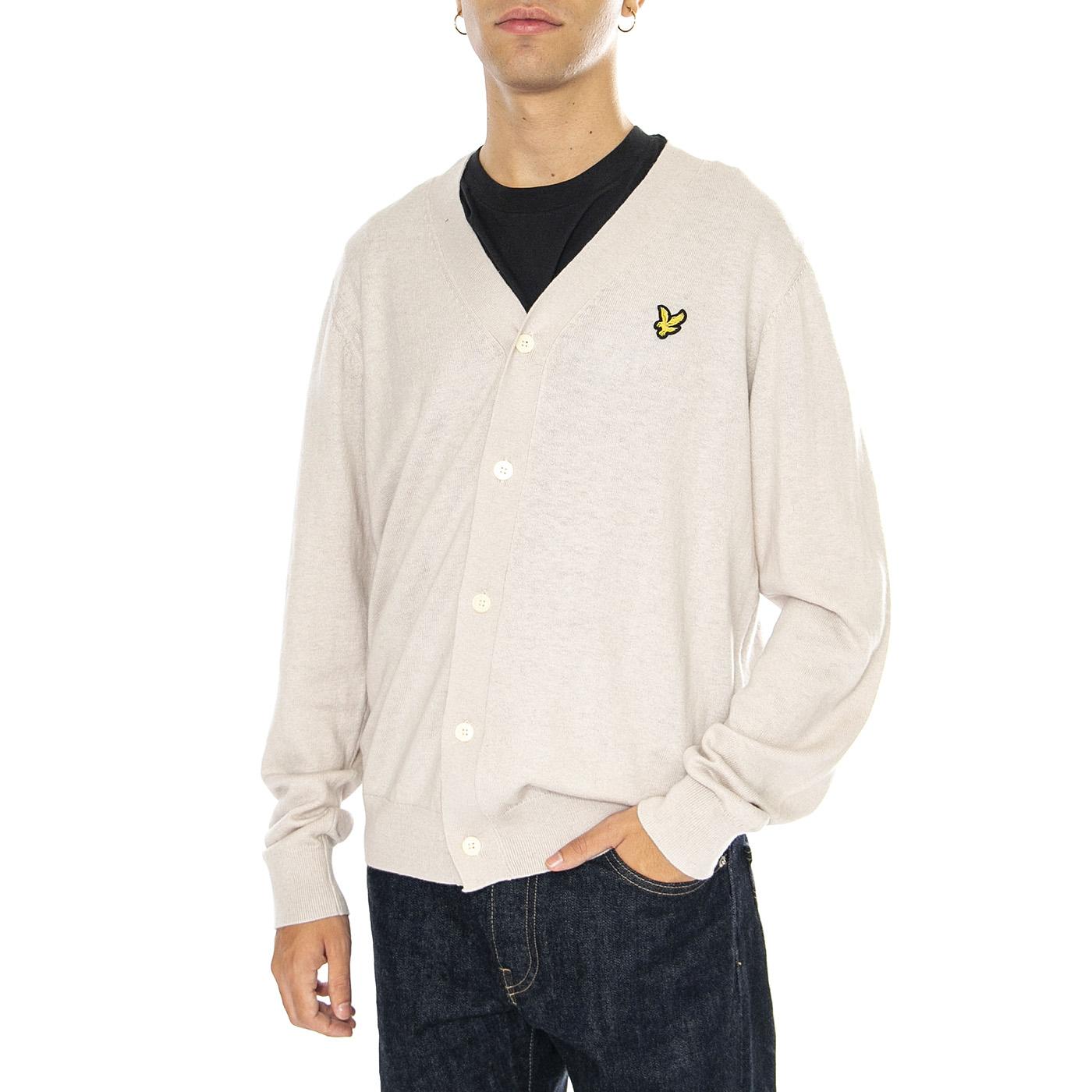 Cotton Merino V Neck Cardigan Cove - Cardigan Uomo Beige KN2100V-W870  LYLE & SCOTT 