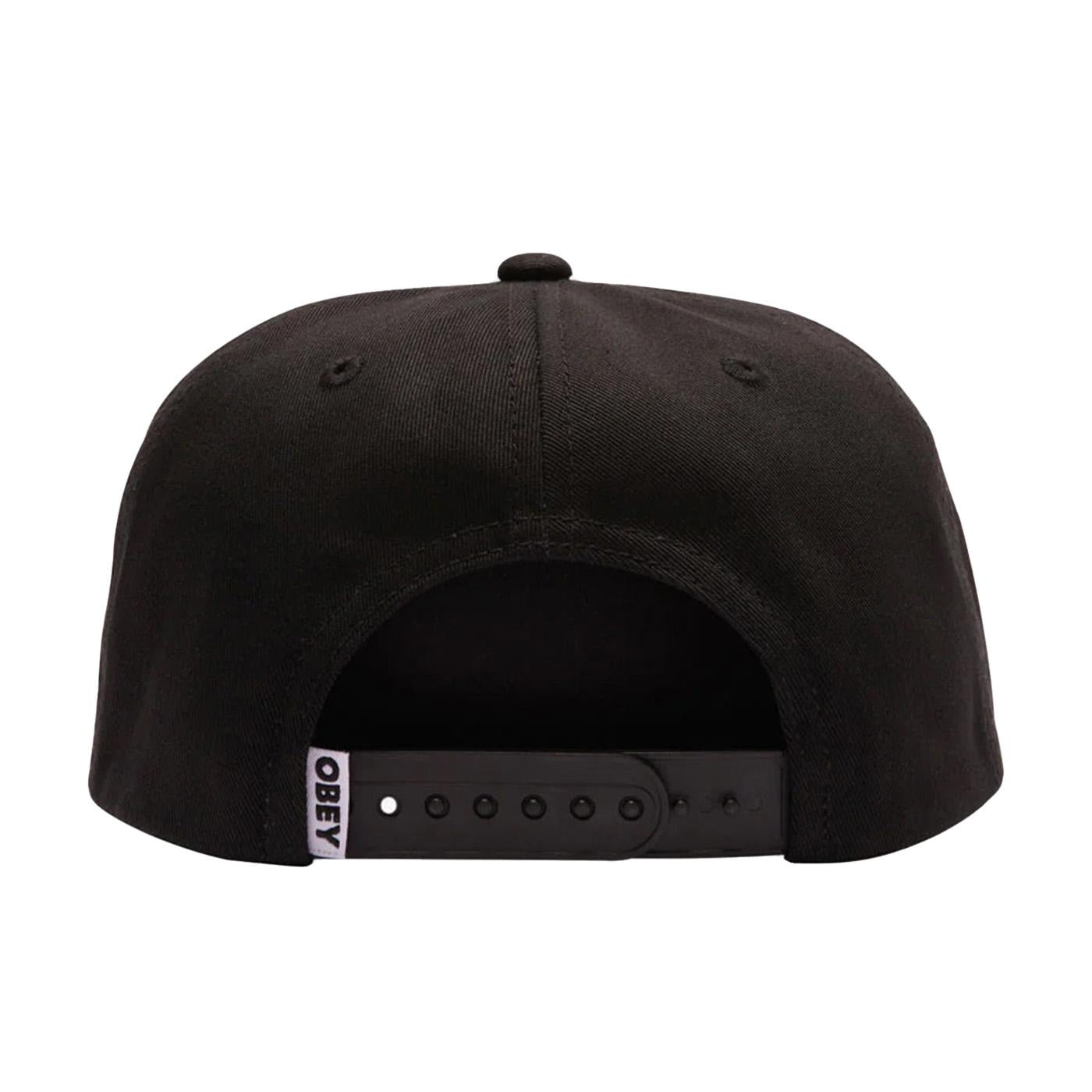 OBEY Lowercase 5 Panel Snapback Black - Cappellino con Visiera Nero 100490108 BLK OBEY 