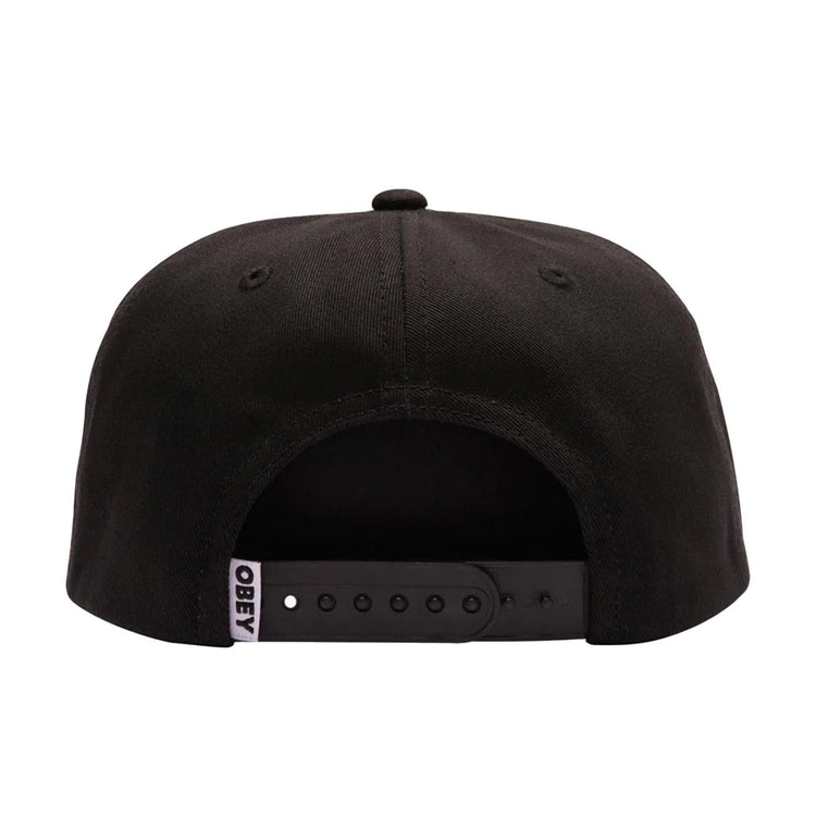 OBEY Lowercase 5 Panel Snapback Black - Cappellino con Visiera Nero 100490108 BLK OBEY 