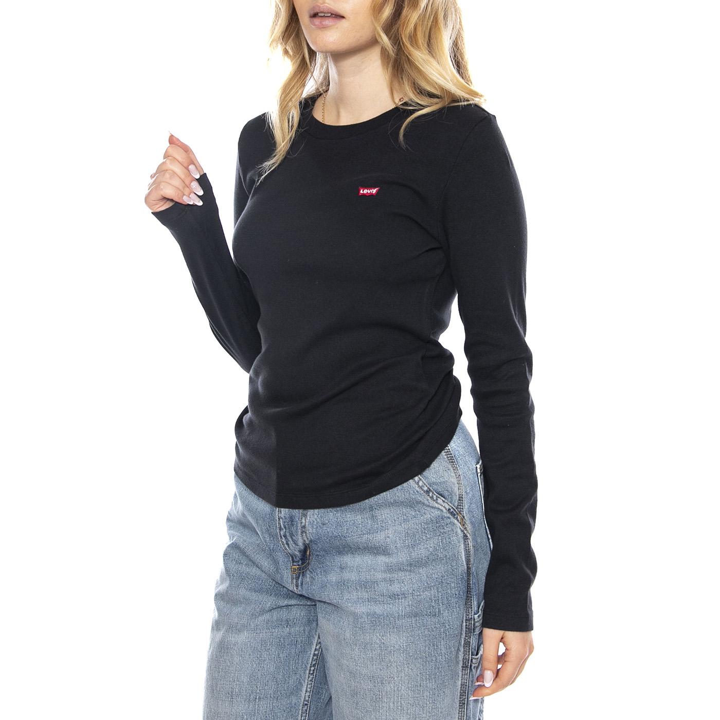 Essential HM LS Tee Anthracite Night Black -- Maglietta Girocollo Donna Nera 000KL-0001 . LEVIS 