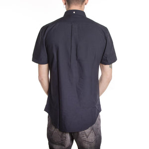 Brewer Short Sleeve Oxford Shirt - Navy - Camicia Maniche Corte Uomo Blu F4WS5074-454  FARAH 