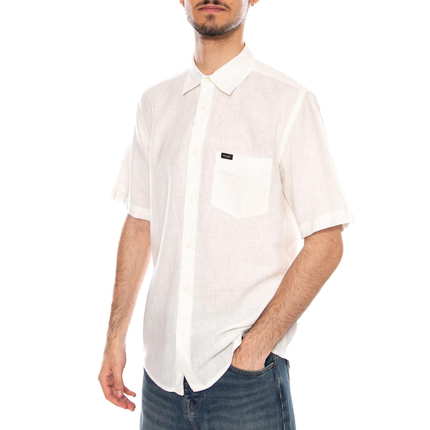 SS 1 Pkt Shirt White - Camicia Maniche Corte Uomo Bianca 112362728 WHT WRANGLER 