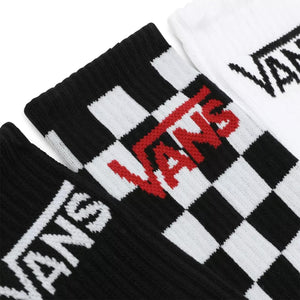Classic Three-Pack Crew-Socks - (6.5-9) - Black / Checkerboard - Set da Tre Paia di Calzini Multicolore VN000XSE95Y1  VANS 