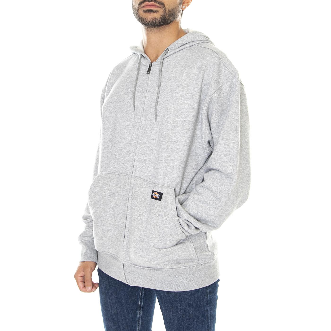 Full Zip Fleece Hoody Heather Grey - Felpa con Cappuccio e Zip Uomo Grigia DK0A4XTOHG01  DICKIES 