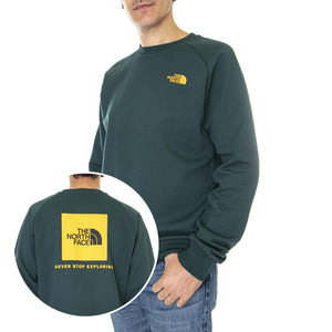 M Raglan Redbox Crew New Eu Ponderosa Green - Felpa Girocollo Uomo Verde NF0A4SZ9D7V1  THE NORTH FACE 