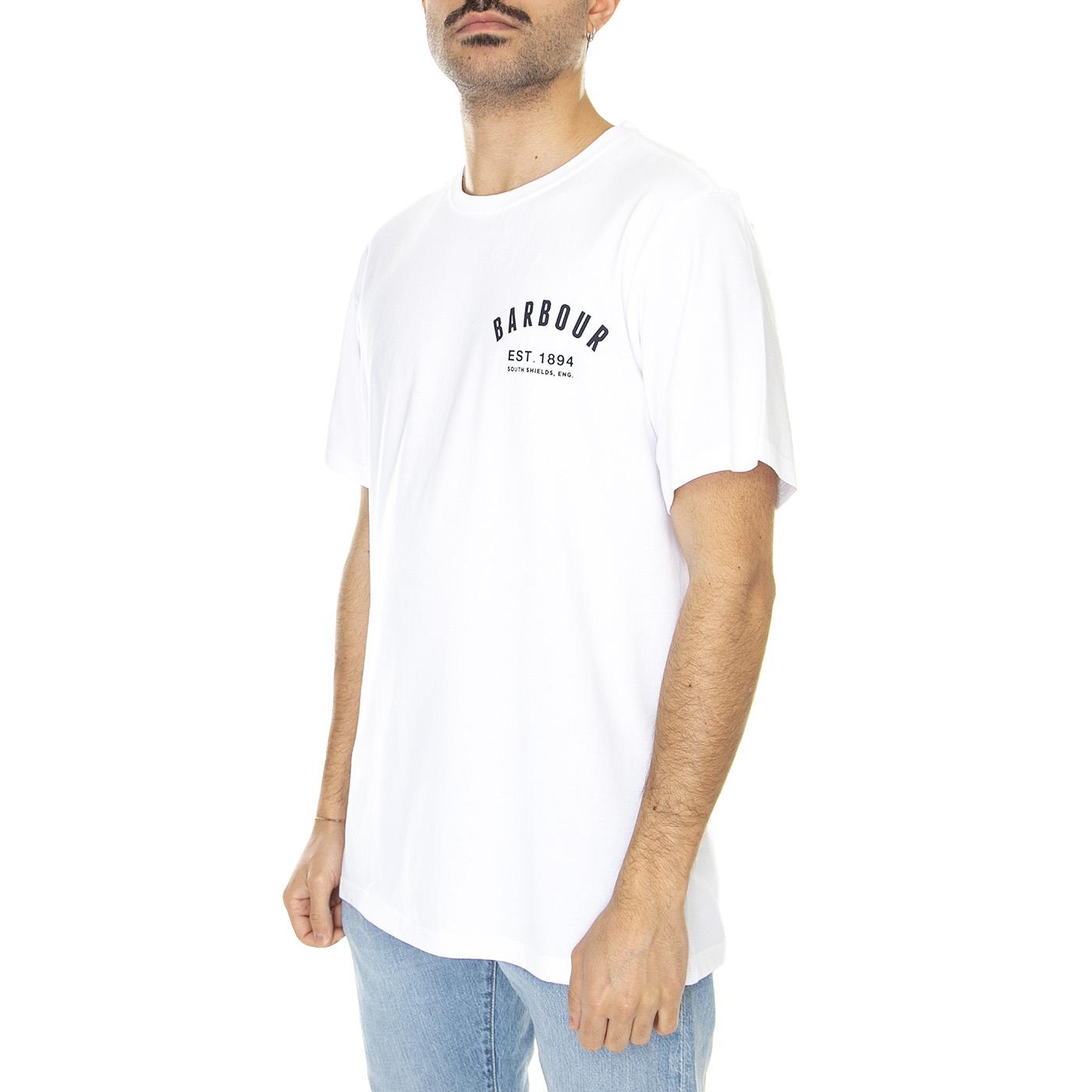 Preppy Tee White - Maglietta Girocollo Uomo Bianca MTS0502-WH11-SS23  BARBOUR 