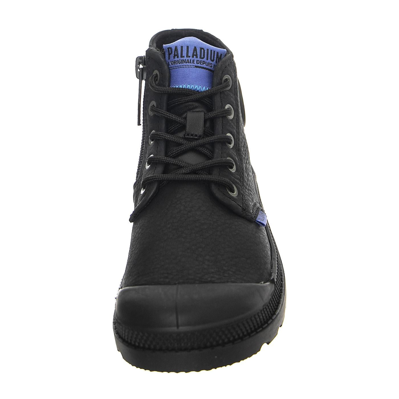 Pampa Supply  Lth Black / Black - Scarpe Stringate Profilo Alto Bambino Nere PAK58366-001-M  PALLADIUM 