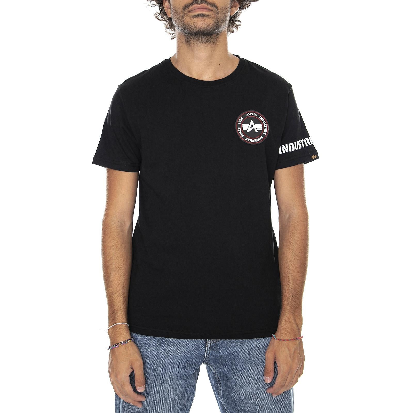 RBF Back Stripe T-Shirt - Black - Maglietta Girocollo Uomo Nera 128534-03  ALPHA INDUSTRIES 