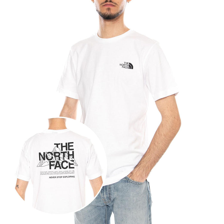 M Mountain Sketch SS Tee - Maglietta Girocollo Uomo Bianca NF0A8EE8 FN41 THE NORTH FACE 