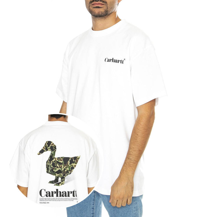 S/S Fold Duck T-Shirt White - Maglietta Girocollo Uomo Blu I033967.02XX  CARHARTT WIP 
