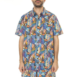 M's Go To Shirt Joy Pitch Blue - Camicia Maniche Corte Uomo Blu / Multicolore 52691-JOYP  PATAGONIA 