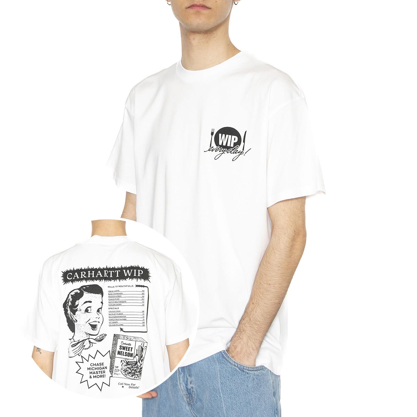 S/S Catalogue T-Shirt White / Black - Maglietta Girocollo Uomo Bianca I034644.00AXX  CARHARTT WIP 