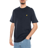 Popcorn Jacquard T-shirt Navy Blue - T-shirt Col Rond Homme Bleu Marine Homme LYLE & SCOTT