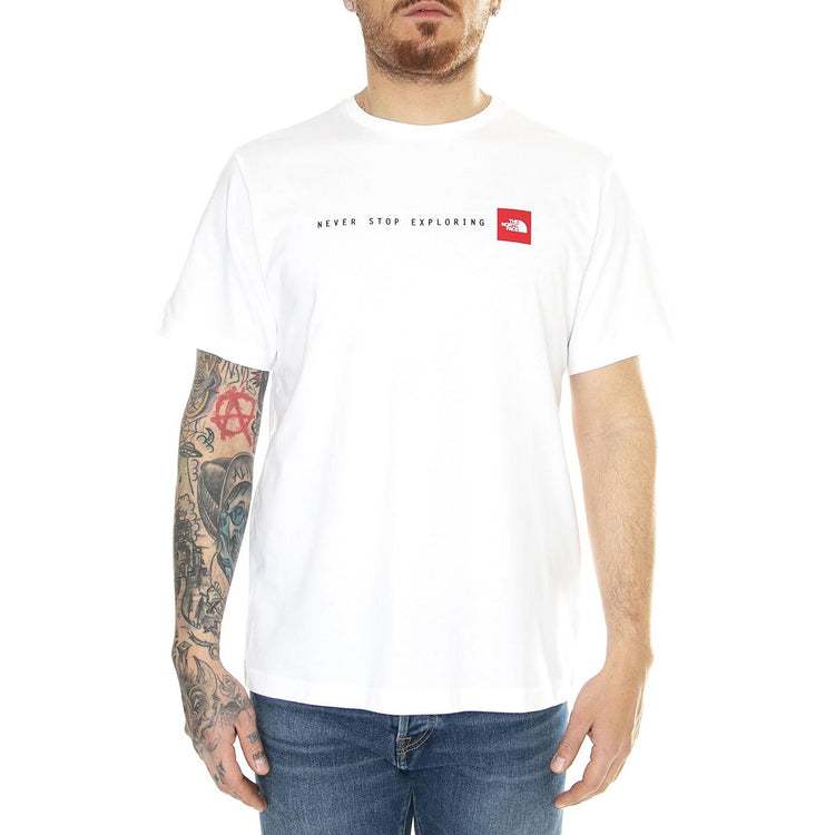 M S/S Never Stop Exploring Tee Tnf White - Maglietta Girocollo Uomo Bianca NF0A87NSFN41  THE NORTH FACE 