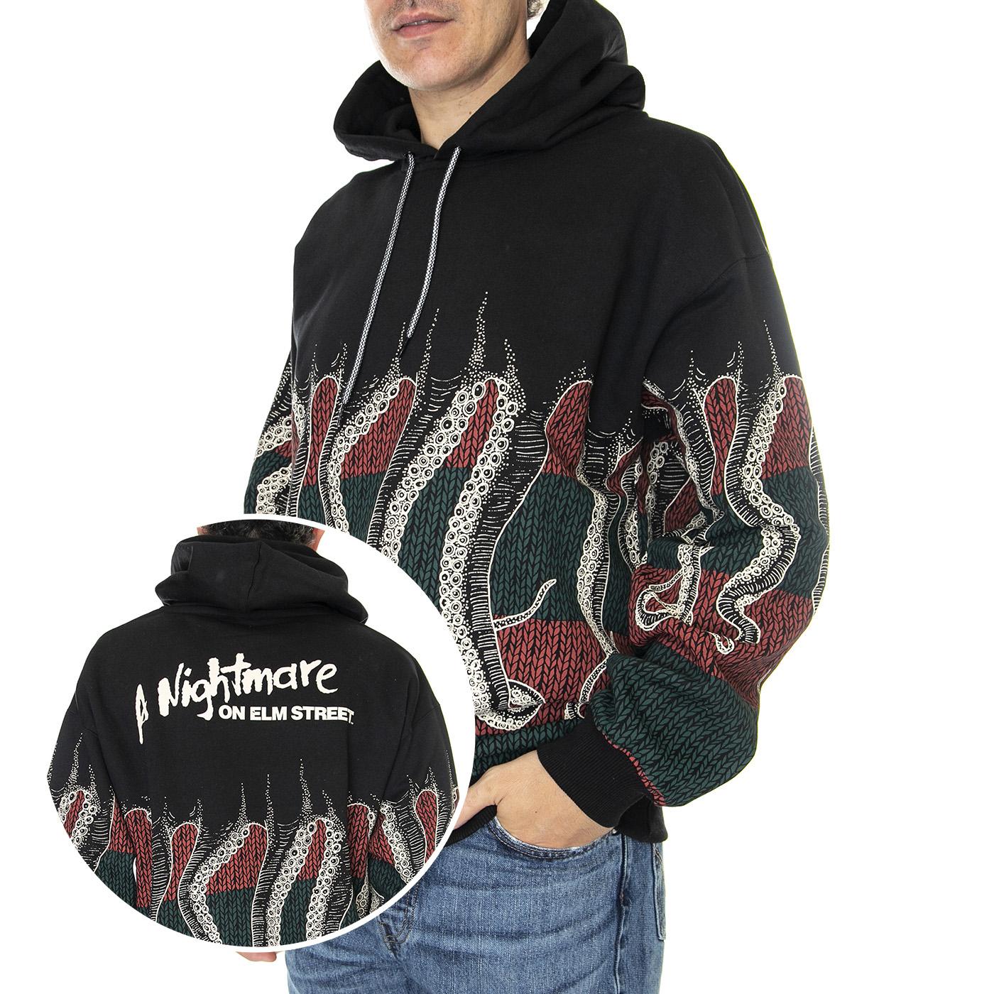 Freddy's Octopus Hoodie Black - Felpa con Cappuccio Uomo Nera 22WOSH90-BLACK  OCTOPUS 
