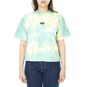 Womens Obet Tag Custom Crop Tie Dye Cucumber / Silk Soft & Cloudy T-Shirt 267711986-CUB  OBEY 